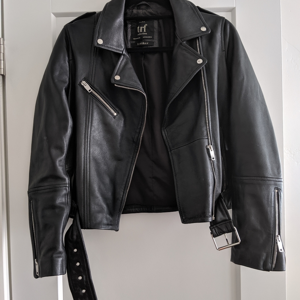Zara real leather jacket